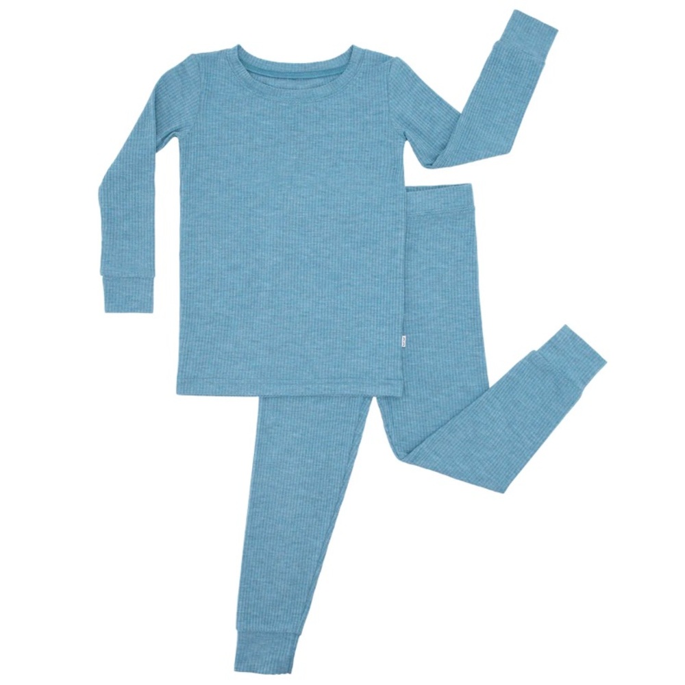 NIB LS Heather Blue Ribbed Pj Set - Picture 2 of 4